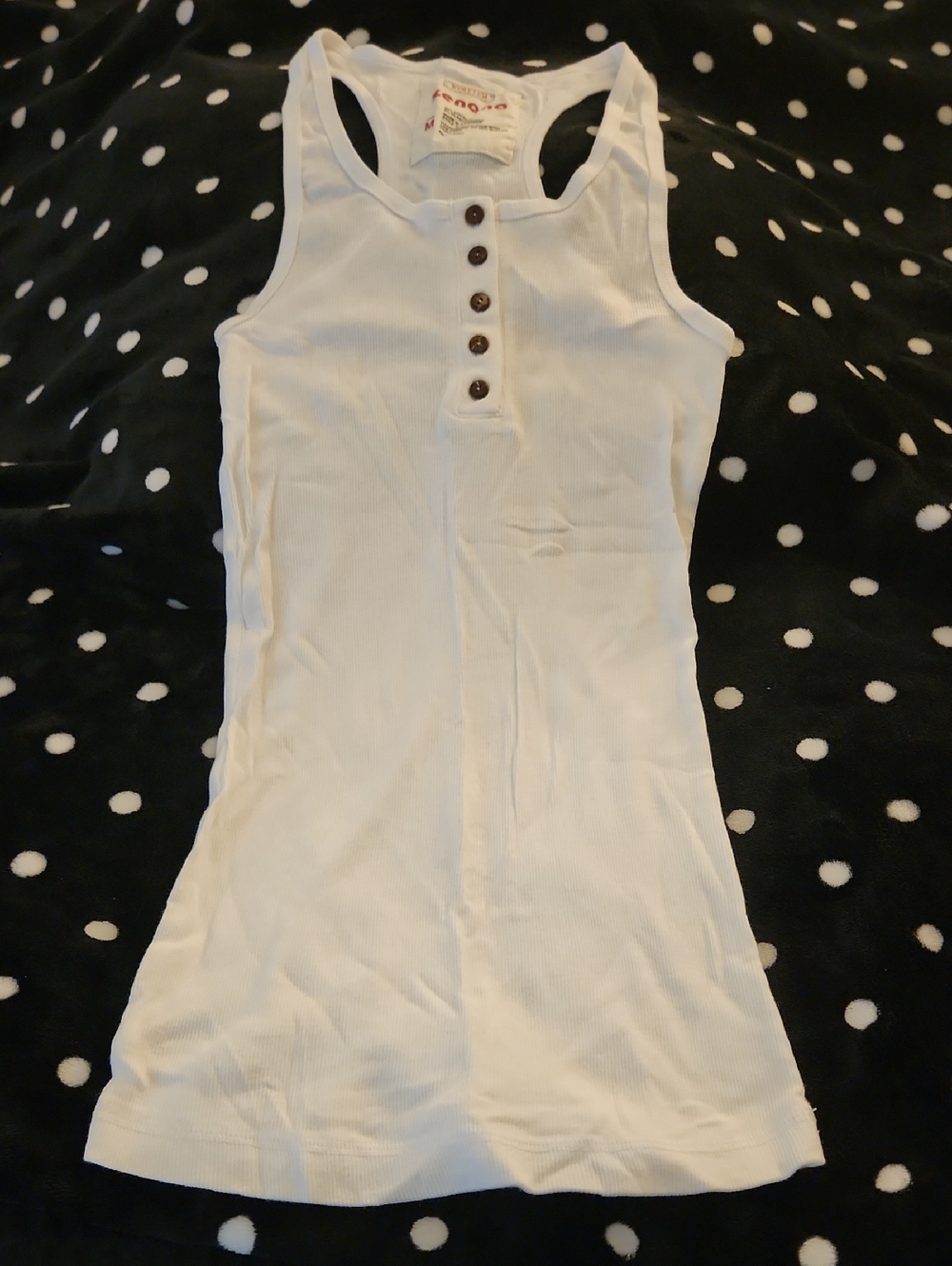Zenana Outfitters White Ribbed Henley Tank with Button Placket